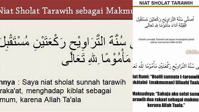 Niat Sholat Tarawih Sebagai Makmum