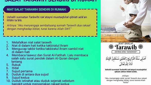 Inilah 9 Hal Penting tentang niat sholat tarawih sendiri di rumah agar khusyuk sambut idul fitri