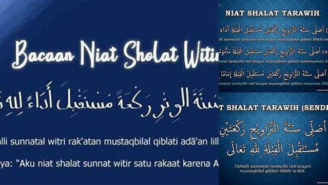 Niat Sholat Tarawih Witir