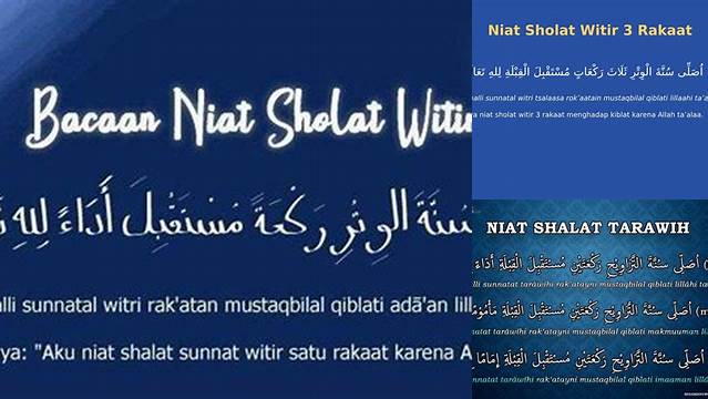 Niat Sholat Witir Setelah Tarawih