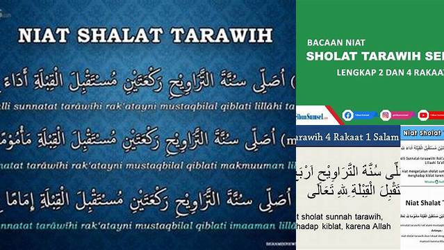 Niat Tarawih 4 Rakaat