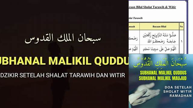 Subhanal Malikil Quddus Tarawih